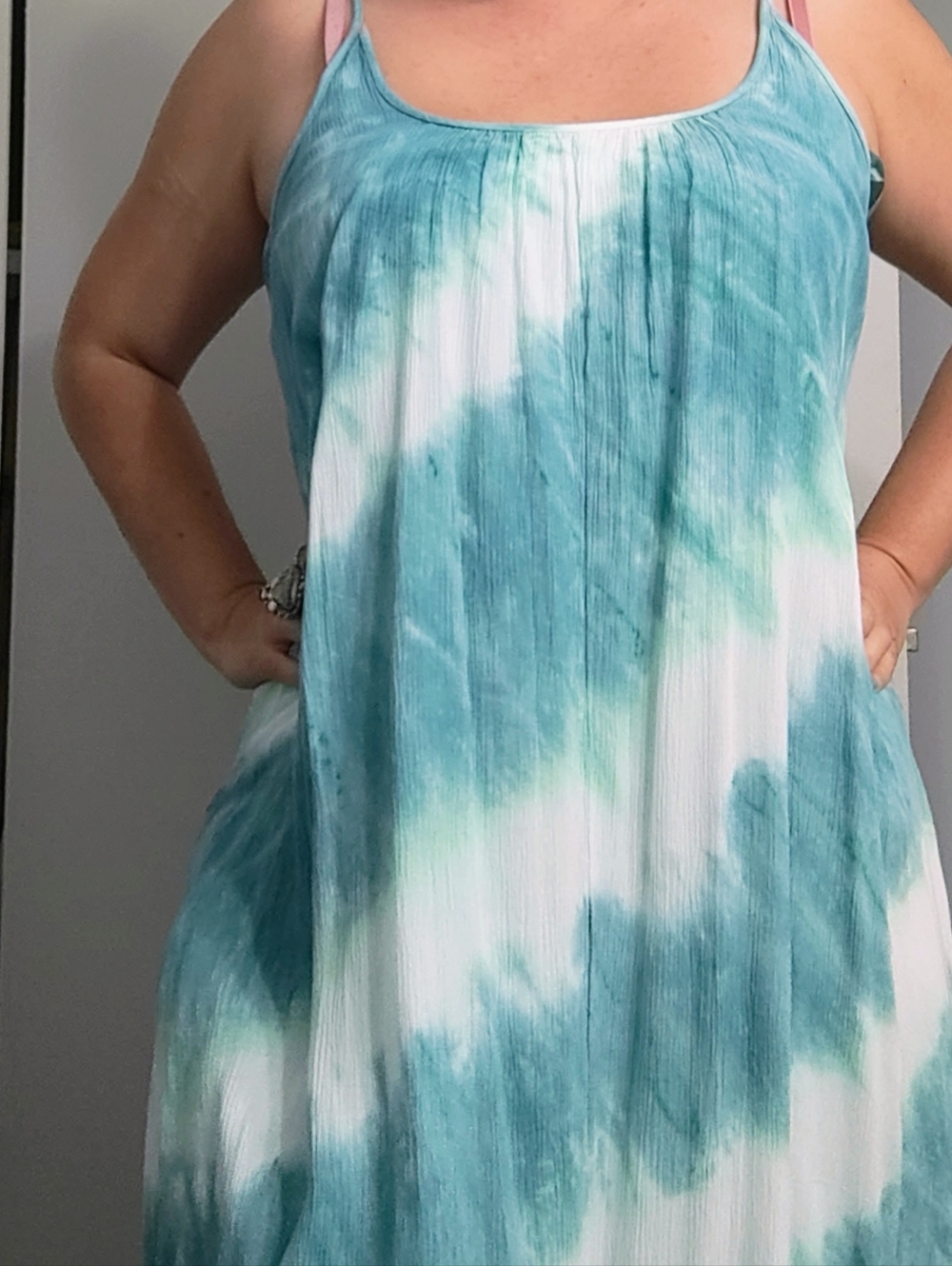 Knox Rose Blue Green Tie-Dye Maxi Dress
